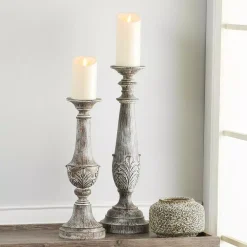 Candle Holders Home Decorators Collection Home Decorators Collection White Washed Wood Candle Holder (Set Of 2) -Globe Sales ivory home decorators collection candle holders da323937hd 40 1000