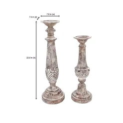Candle Holders Home Decorators Collection Home Decorators Collection White Washed Wood Candle Holder (Set Of 2) -Globe Sales ivory home decorators collection candle holders da323937hd e1 1000