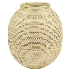 Vases LITTON LANE Large Decorative Handwoven Natural Beige Bamboo Vase