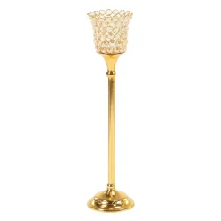 LITTON LANE Gold Aluminum Candle Holders With Bead Accents (Set Of 3) -Globe Sales litton lane candle holders 33301 44 1000