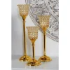 LITTON LANE Gold Aluminum Candle Holders With Bead Accents (Set Of 3) -Globe Sales litton lane candle holders 33301 64 1000