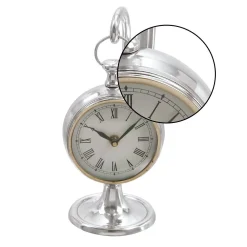 Table Clocks LITTON LANE 11 In. X 5 In. Classic Aluminum Round Table Clock -Globe Sales litton lane table clocks 30645 4f 1000