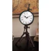 Table Clocks LITTON LANE Classical 14 In. X 7 In. Rusted Black Iron Tripod Table Clock