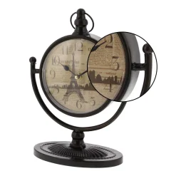 Table Clocks LITTON LANE 12 In. X 4 In. Round-shaped Iron Table Clock (4-Pack) -Globe Sales litton lane table clocks 92200 4f 1000