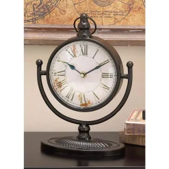 Table Clocks LITTON LANE 12 In. X 4 In. Round-shaped Iron Table Clock (4-Pack)