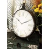 LITTON LANE 12 In. X 9 In. Vintage-Style Black Round Peg-Legged Table Clocks (Set Of 4)