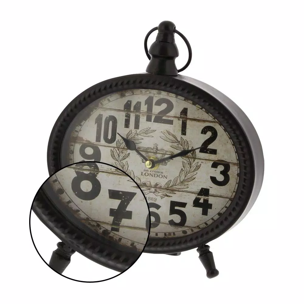 Table Clocks LITTON LANE 9 In. X 8 In. Round-shaped Iron Desk Clock (4-Pack) 5 Table Clocks LITTON LANE 9 In. X 8 In. Round-shaped Iron Desk Clock (4-Pack) - Image 3