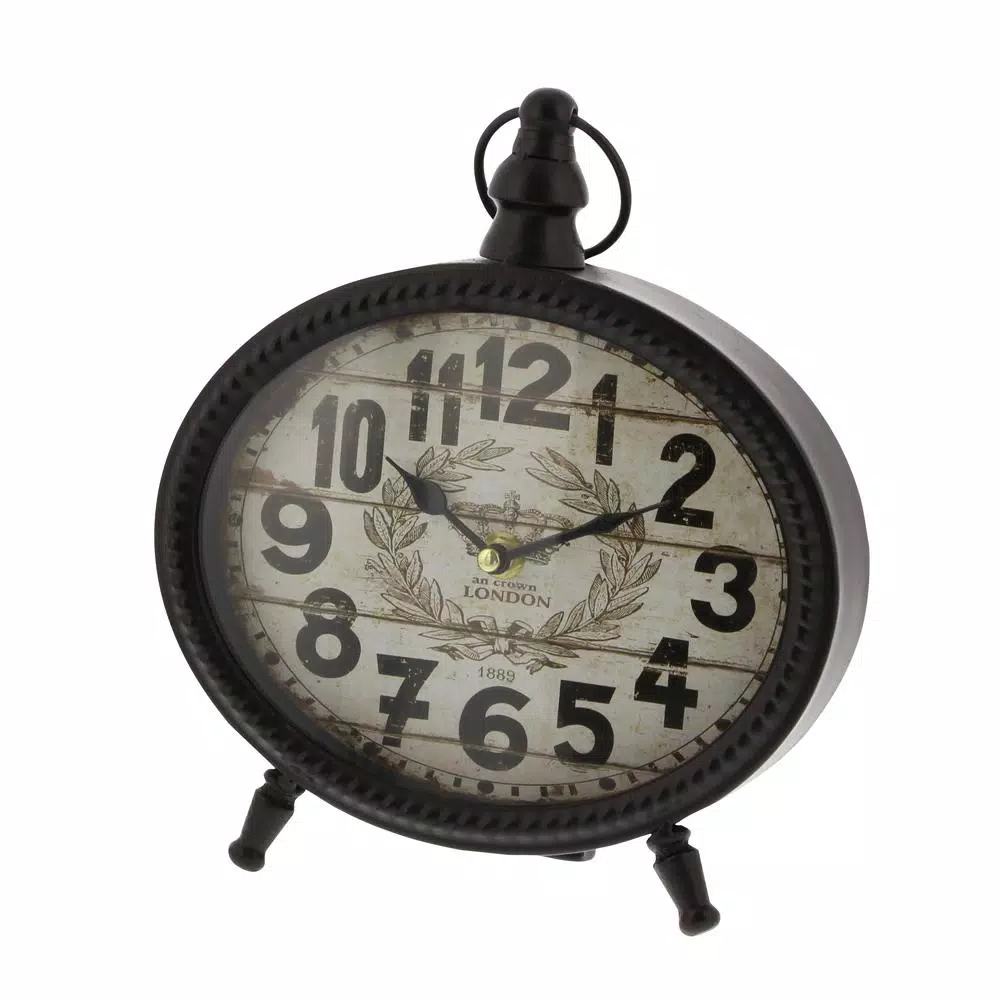 Table Clocks LITTON LANE 9 In. X 8 In. Round-shaped Iron Desk Clock (4-Pack) 4 Table Clocks LITTON LANE 9 In. X 8 In. Round-shaped Iron Desk Clock (4-Pack) - Image 2