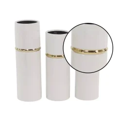 Vases LITTON LANE White Ceramic Decorative Vase With Gold Lining Detail (Set Of 3) -Globe Sales litton lane vases 60797 4f 1000