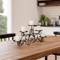 Candle Holders Lavish Home 5 Candle Matte Black Candelabra With Classic Scroll Design -Globe Sales matte black lavish home candle holders hw0200014 1f 1000