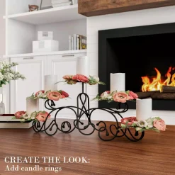 Candle Holders Lavish Home 5 Candle Matte Black Candelabra With Classic Scroll Design -Globe Sales matte black lavish home candle holders hw0200014 fa 1000