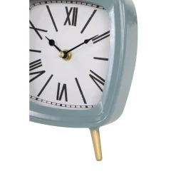 LITTON LANE Square Mauve, White And Blue Metal Table Clocks With Retractable Stands And Gold Feet (Set Of 3) -Globe Sales mauve white and blue litton lane table clocks 46420 44 1000