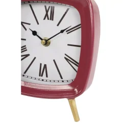 LITTON LANE Square Mauve, White And Blue Metal Table Clocks With Retractable Stands And Gold Feet (Set Of 3) -Globe Sales mauve white and blue litton lane table clocks 46420 4f 1000