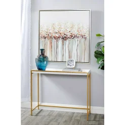 LITTON LANE Square Mauve, White And Blue Metal Table Clocks With Retractable Stands And Gold Feet (Set Of 3)