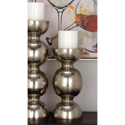 Candle Holders LITTON LANE 14 In. X 6 In. Classic Iron Candle Holder In Polished Finish