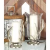 Candle Holders LITTON LANE 10 In. Aluminum Antler And Glass Hurricane Candle Holder -Globe Sales metallic litton lane candle holders 37997 64 1000