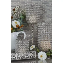 Candle Holders LITTON LANE Clear Acrylic And Aluminum Tall Inverted Bell Candle Holder