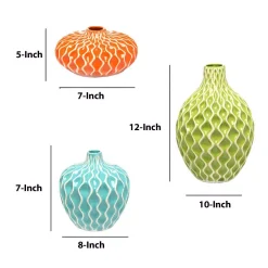 Benjara Pricelessly Colorful Decorative Agatha Ceramic Vases (Set Of 3) -Globe Sales multi benjara vases imx 25016 3 44 1000