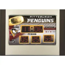 Table Clocks Team Sports America Pittsburgh Penguins NHL Multi-Color Scoreboard Alarm Clock