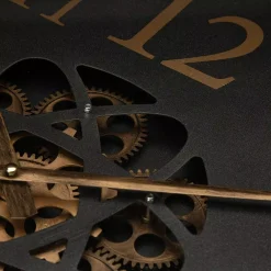 Wall Clocks Glitzhome 22.83 In. D Morden Oversized Metal Wall Clock With Moving Gears -Globe Sales multi glitzhome wall clocks 2009500002 4f 1000