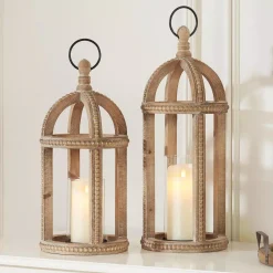 Candle Holders Home Decorators Collection Home Decorators Collection Antiqued Wood Candle Hanging Or Tabletop Lantern With Beaded Trim (Set Of 2) -Globe Sales multi home decorators collection candle holders m180388 1q2xx 40 1000