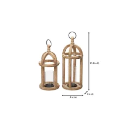 Candle Holders Home Decorators Collection Home Decorators Collection Antiqued Wood Candle Hanging Or Tabletop Lantern With Beaded Trim (Set Of 2) -Globe Sales multi home decorators collection candle holders m180388 1q2xx e1 1000