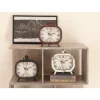 Table Clocks LITTON LANE Classic Rounded Rectangle Iron Table Clock In Distressed Red And Black Or White (3-Pack) -Globe Sales multi litton lane table clocks 52526 64 1000