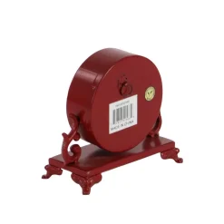 LITTON LANE 7 In. X 7 In. Burgundy Red And Mint Green Round Table Clocks On Rectangular Scrollwork-Designed Base (Set Of 2) -Globe Sales multi litton lane table clocks 52566 66 1000