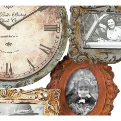 Wall Clocks LITTON LANE 25 In. X 25 In. Metal Photo Frame And Wall Clock -Globe Sales multi litton lane wall clocks 68412 4f 1000