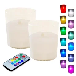 Flameless Candles LUMABASE Multi-Function Battery Operated LED Candles (2-Count)