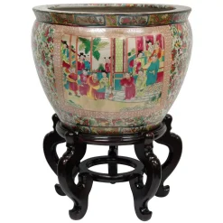 Vases Oriental Furniture Oriental Furniture 16 In. Rose Medallion Porcelain Fishbowl