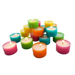 Stonebriar Collection Multicolor Tea Light Candles – 6 To 7 Hour Extended Burn Time (96-Pack) -Globe Sales multi stonebriar collection candles dtlc 96 6 4f 1000
