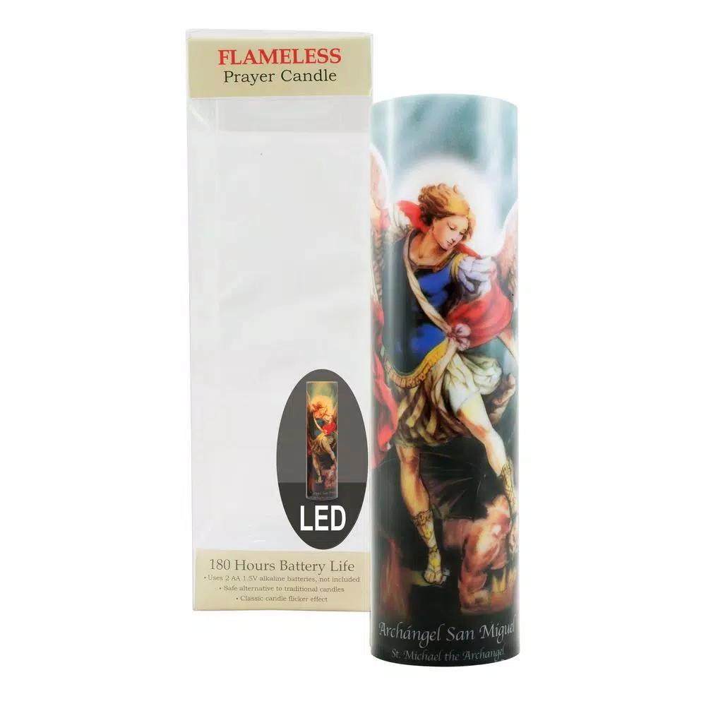 Flameless Candles Stonebriar Collection 8 In. St. Michael LED Prayer Candle 6 Flameless Candles Stonebriar Collection 8 In. St. Michael LED Prayer Candle - Image 4