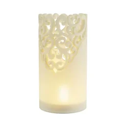 Flameless Candles Lavish Home Lace Design Flameless Candle Set With Remote Control (Set Of 3) -Globe Sales off white lavish home flameless candles hw0200140 c3 1000