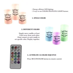 Flameless Candles Lavish Home Live Laugh Love LED Flameless Candle Set (Set Of 3) -Globe Sales off white lavish home flameless candles hw0200145 1f 1000