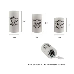Flameless Candles Lavish Home Live Laugh Love LED Flameless Candle Set (Set Of 3) -Globe Sales off white lavish home flameless candles hw0200145 c3 1000