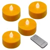 Flameless Candles LUMABASE Battery Orange Operated Extra Large Tea Lights With Remote Control And 2-Timers (4-Count) -Globe Sales orange lumabase flameless candles 84204 64 1000