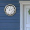 Wall Clocks La Crosse Technology 18-Inch Indoor/Outdoor Classic Plastic Pewter Atomic Analog Clock With Thermometer & Hygrometer