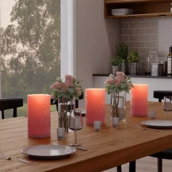 Flameless Candles Lavish Home Rose Embossed LED Flameless Candle With Remote Control -Globe Sales pink lavish home flameless candles hw0200142 1f 1000