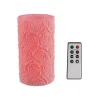 Flameless Candles Lavish Home Rose Embossed LED Flameless Candle With Remote Control -Globe Sales pink lavish home flameless candles hw0200142 64 1000