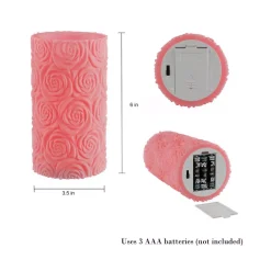 Flameless Candles Lavish Home Rose Embossed LED Flameless Candle With Remote Control -Globe Sales pink lavish home flameless candles hw0200142 c3 1000