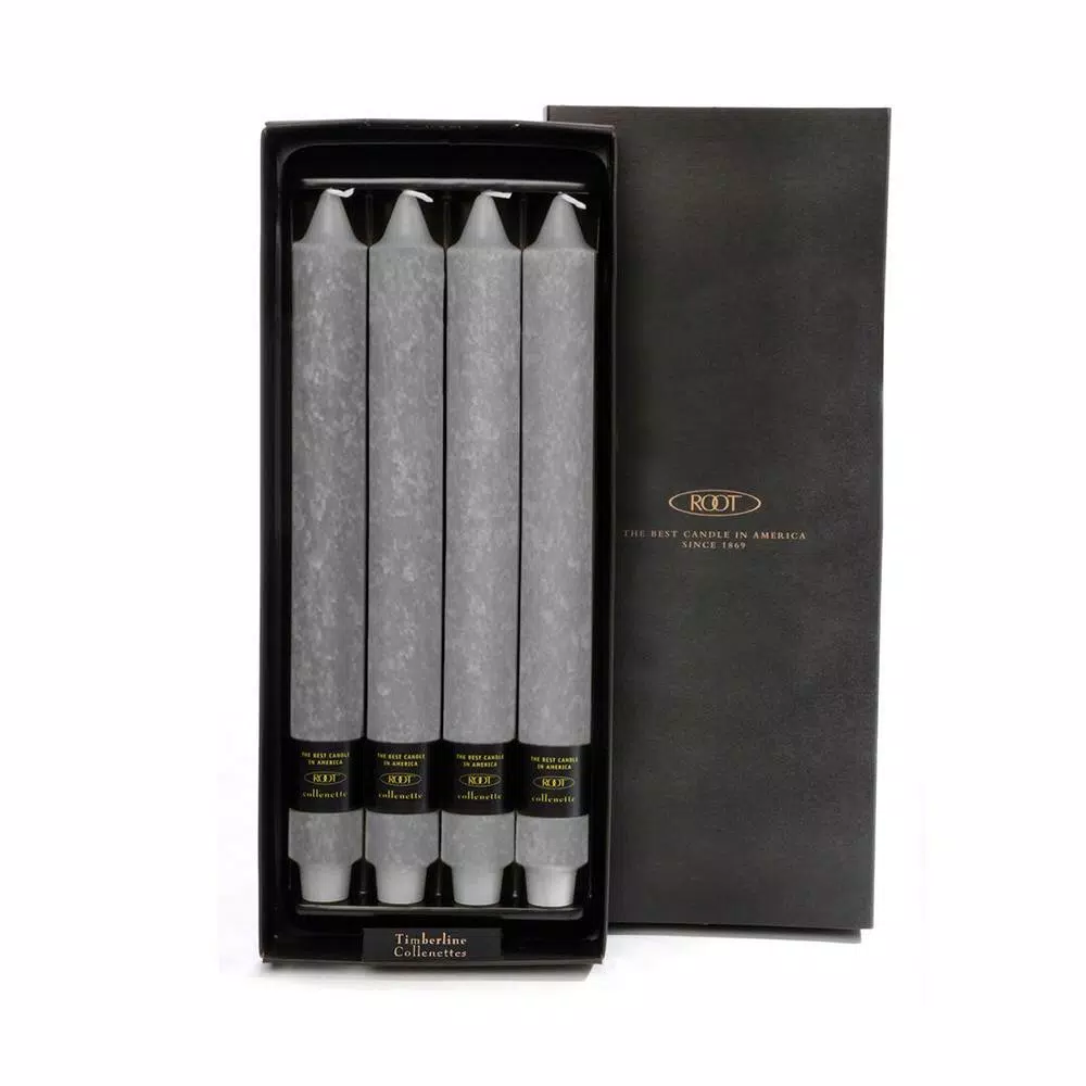 ROOT CANDLES 9 In. Timberline Collenette Platinum Dinner Candle (Box Of 4) 3 ROOT CANDLES 9 In. Timberline Collenette Platinum Dinner Candle (Box Of 4)