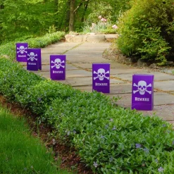 Candle Holders LUMABASE Skull And Crossbones Plastic Luminary Bags (12-Count) -Globe Sales purple lumabase candle holders 51612 1f 1000