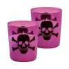 Flameless Candles LUMABASE Skull And Crossbones Battery Operated LED Candles (2-Count) -Globe Sales purple lumabase flameless candles 94502 64 1000