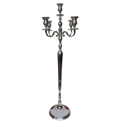 Candle Holders Benjara 48 Inches Silver Handcrafted 5 Arms Aluminum Candelabra With Fluted Top