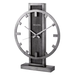 Table Clocks Bulova Contemporary Table Clock With Silver Tone Metal Case