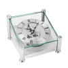 Table Clocks Bulova Solid Brushed Silver Metal Case With Skeleton Movement Table Clock