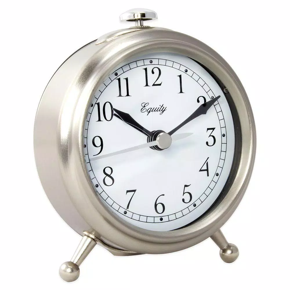 Table Clocks Equity By La Crosse Small 3 In. Metal Quartz Alarm Table Clock 5 Table Clocks Equity By La Crosse Small 3 In. Metal Quartz Alarm Table Clock - Image 3