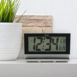 Table Clocks Equity By La Crosse Large 2 In. LCD Alarm Table Clock With Night Vision Technology -Globe Sales silver equity by la crosse table clocks 30041 44 1000