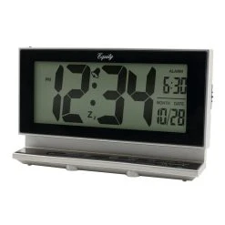 Table Clocks Equity By La Crosse Large 2 In. LCD Alarm Table Clock With Night Vision Technology -Globe Sales silver equity by la crosse table clocks 30041 4f 1000